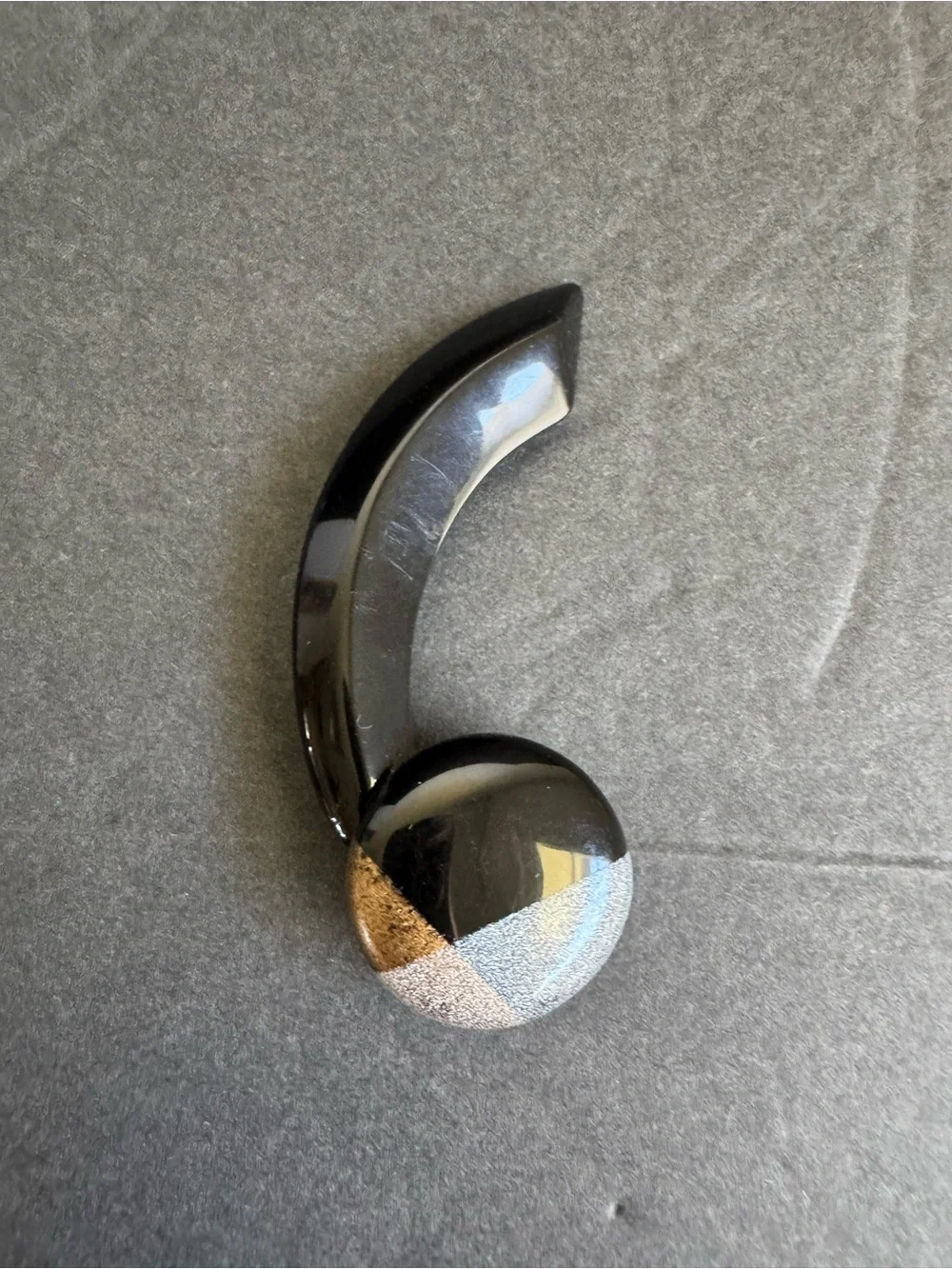 Vintage 80s Acrylic Brooch Apostrophe Comma Black Post Modern Statement Jewelry